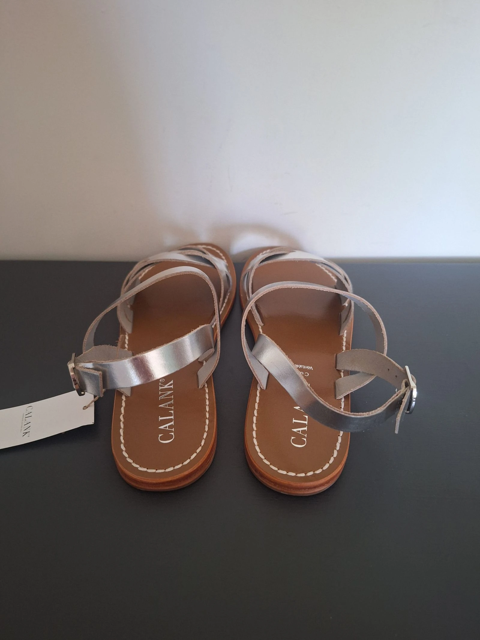 Calank zilverkleurige bruine leren sandalen maat 38 – photo 6